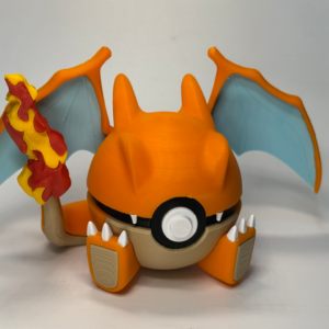 #0006 Charizard – 3D Printed Creature Character Ball for Your Shelf
