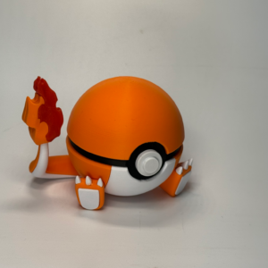 #0004 Charmander – 3D Printed Creature Character Ball for Your Shelf