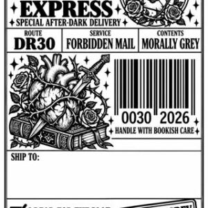 Dark romance postal label – preview